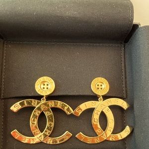 Authentic CHANEL 20a Button Earrings-Clip-on